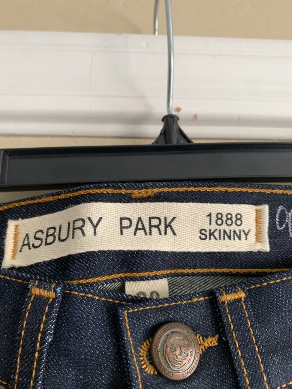 Asbury Park 1888 Skinny Button Fly Jeans Dark Wash Denim Made in USA 28x34